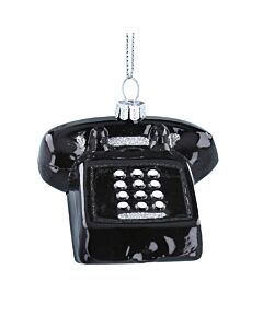 Gisela Graham Black Retro Telephone Glass Tree Decoration